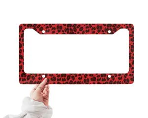 Red Leopard Print Licence Plate Frame Trendy Car Accessory