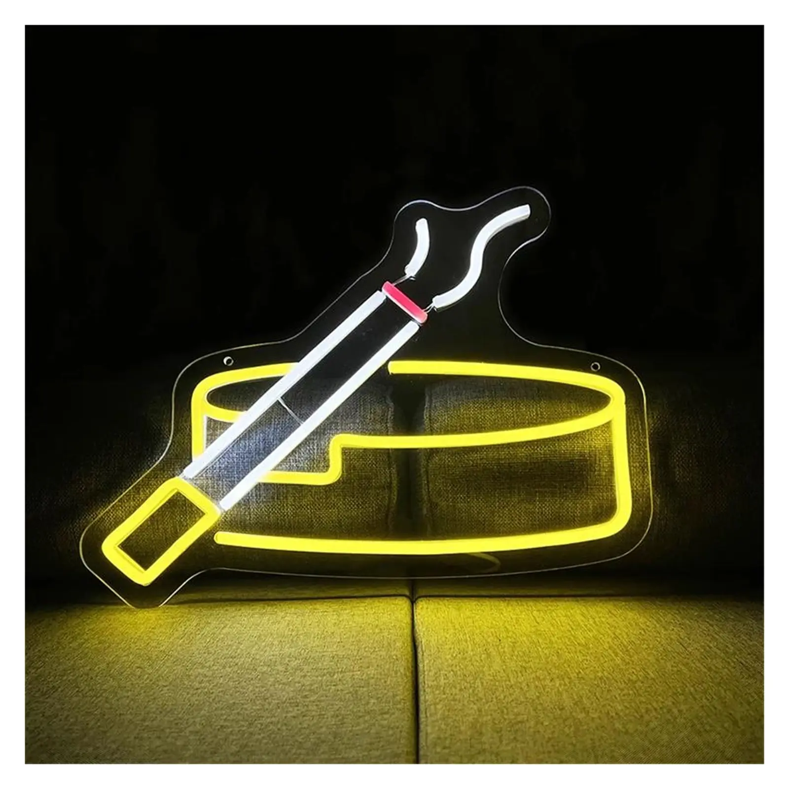 Cigarette And Ashtray Neon Sign For Wall Art Decor Dimmable Light For Room Party Bar Club Bedroom Smoking Area Lamp 40cm×30cm
