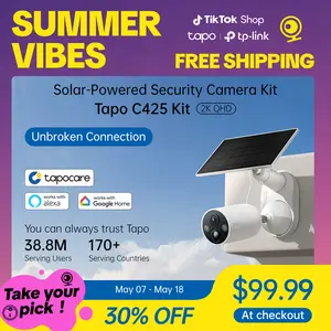 [Summervibes] TP-Link & Tapo C425 Kit - 2K QHD Solar-Powered Outdoor Security Camera Kit with 150° Super-Wide FOV, Free AI Person/Motion/Vehicle/Pet Detection, SD/Cloud Storage, Starlight Color Night Vision