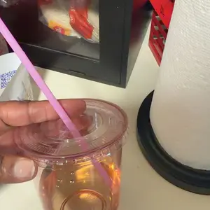 Valentine's Day 50Pack 12oz/16oz Pink Plastic Party Cups with Lids and Straws,Disposable Iced Coffee Cup with Lids,Round Bottom Drinking Cups for Birthday Wedding Valentine's Galentine's Bachelorette Party