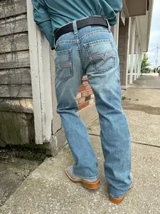 Rock & Roll Cowboy Men's Regular Fit Straight Leg Light Wash Jeans RRMD1PR1G7