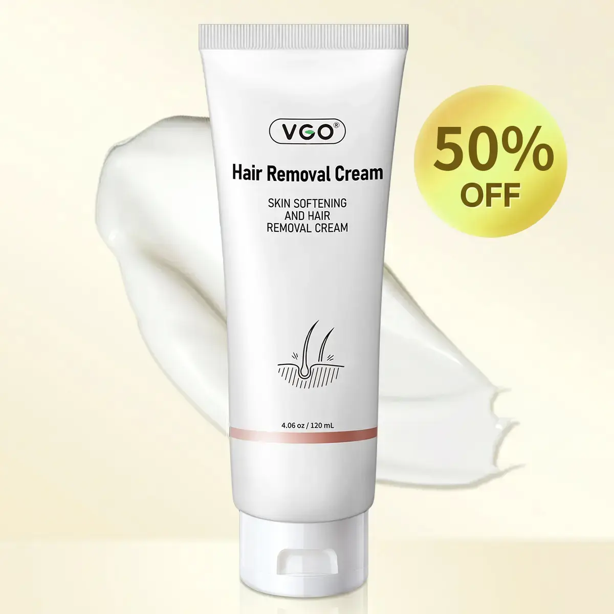VGO Hair Removal Cream 120ml White Gentle One Time Remove Whole Body Use Long Lasting Hair Inhibition Calcium Thioglycolate White Tea Scent All Skin Types