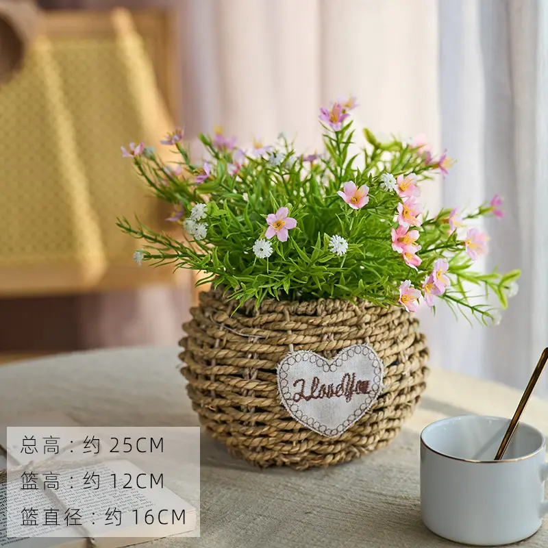 Pink Gypsy Star Round Basket Flower Basket