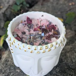 Self Love Soy Wax Candle Infused with Essential Oils Herbs and Crystals for Natural Aromatic Experience in Home Decor Scent Decoration Fragrance Scented