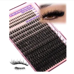 Spikes Lash Clusters 100D Volume Eyelash Clusters Spiky Cluster Eyelash Extensions 6-21mm Fluff Lash Extension D Curly Wispy Individuals Lashes DIY Thick Cluster Lashes with Bottom Lashes 288Pcs