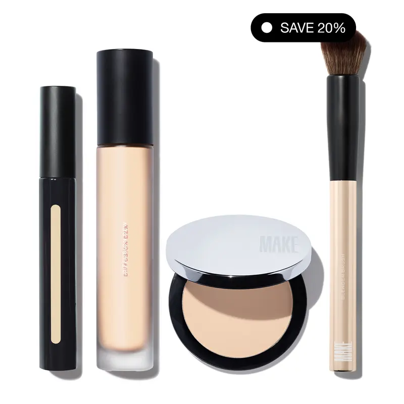 The Complete Complexion Set – Skin Tint, Concealer, Setting Powder & Blending Brush for a Complete Base Routine by MAKE Beauty