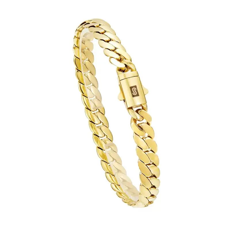 Men's Chunky Heavy Whip Link Bracelet, Polished Engraved Logo Box Clasp, Bold Minimalism Statement Wrist Jewelry for Hip Hop Enthusiasts | Men's Accessories, Polished Metal, Hip Hop Wear, No, Chain Jewelry Bracelets & Bangles, Solid Chain, No Warning Appl