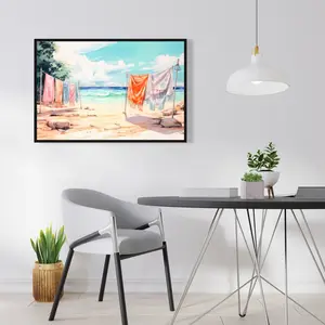 Pictorem C1FC2436AF9SS6 24 x 36 in. Sunny Side Beige Framed Canvas Wall Art - Elegant Home Decor Art