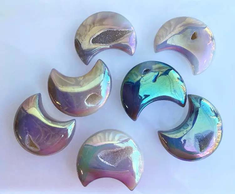 Angel Aura Agate Moon Shape Crystal