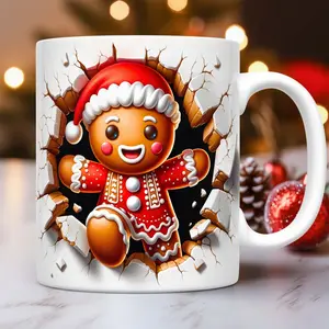 Holiday Gingerbread Smash Mug, Cute Christmas Coffee Cup, Festive Season Gift, Hot Cocoa Lover Mug, Funny Xmas Morning Cup, Winter Decorating Mug