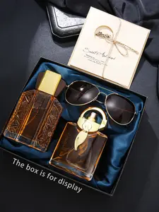 4pcs Glasses Set, Trendy Luxury College Fashion Style, Perfume Glasses and Blessing Card, Beautiful Gift Box, Perfect Gift for Birthday Valentine's Day Christmas