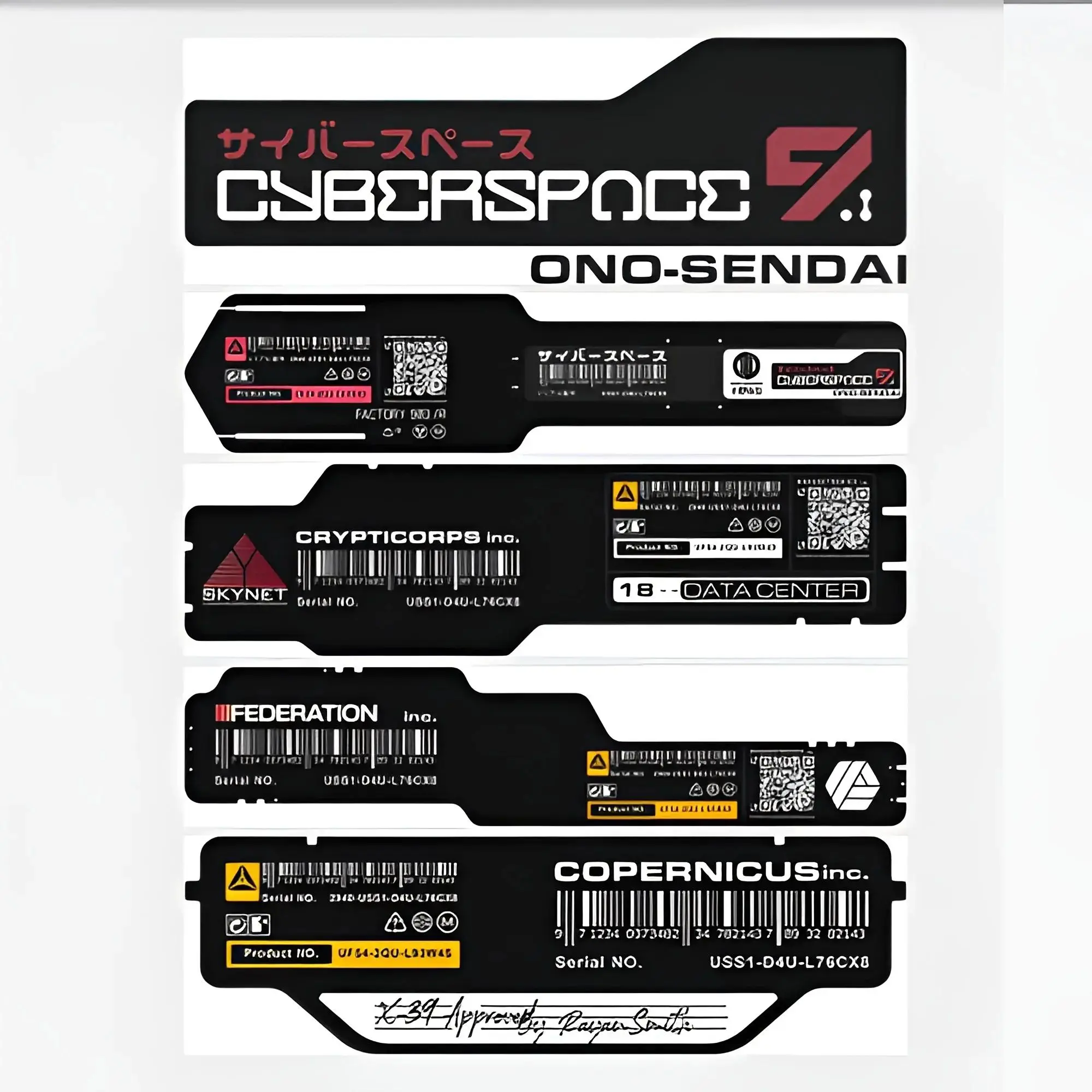 2-Piece Cyberpunk Mecha Style Motorcycle Stickers - Designed in JDM style, including scratch decals in English, Japanese, Decal Set, Motorcycle Decoration