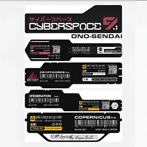 2-Piece Cyberpunk Mecha Style Motorcycle Stickers - Designed in JDM style, including scratch decals in English, Japanese