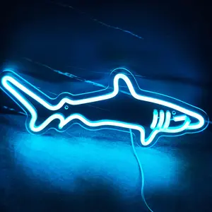 [Vibrant Shark Light] Vibrant Blue 1pc Shark LED Neon Light Sign | USB Powered with Switch - A Mesmerizing Wall Decor for Home, Aquarium, Zoo, Bar, Club, Pub, Party - Effortless Hanging & Energy-Saving