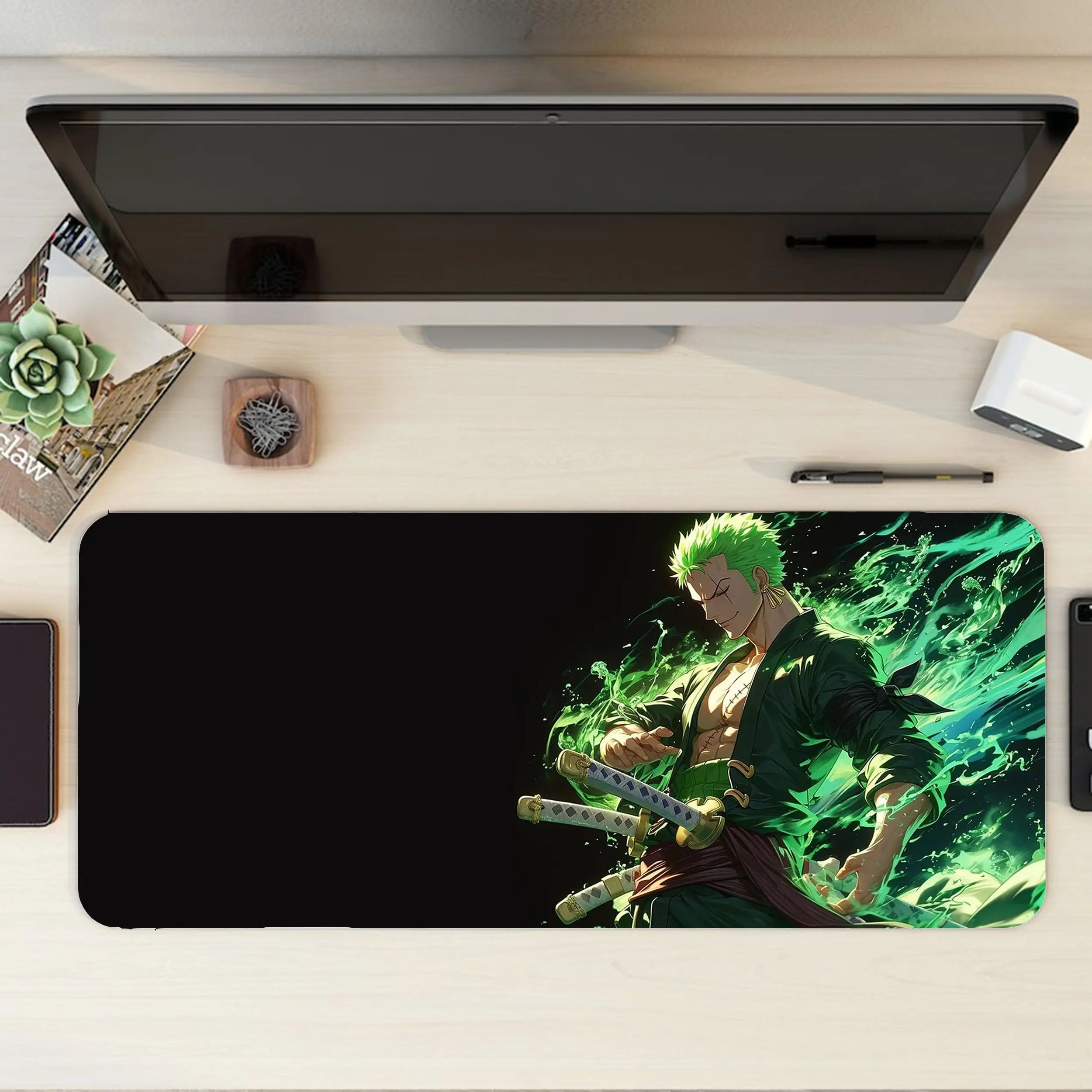 XXL Large Paint Anime Zoro Anti-Slip Mouse Pad Gaming Keyboard Desk PC Big Mat, Anime Mouse Pad, Desk Mat, PC Accessories.