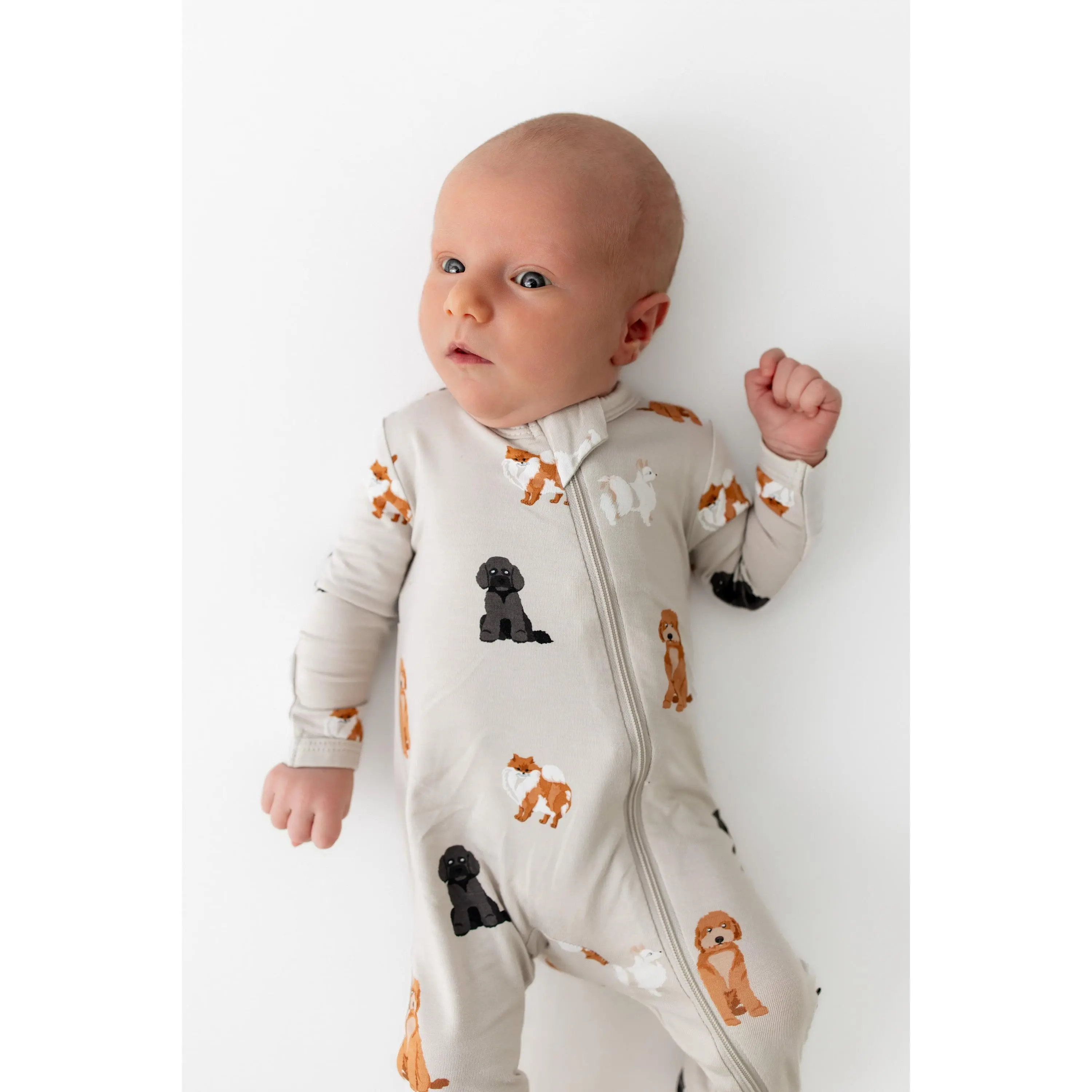Zippered Romper in Fluffy Dog