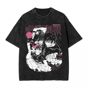 Toji Fushiguro JJK Anime Vintage Washed T-Shirt, 100% Pure Cotton Harajuku Style Tee, Classic Hip Hop Streetwear Tops, Casual Loose Short Sleeve Design, Retro Aesthetic Unisex Tee Shirt for Men and Women Daily Wear