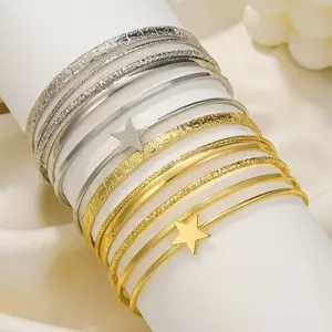 6-piece star-shaped open bracelet set, women's fashionable and unique bracelets