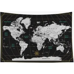 World Map Tapestry for Kids Student Wall Tapestry World Geographical Distribution Tapestries for Men 80X60 Inches Tapestries for Bedroom Living Wall Art