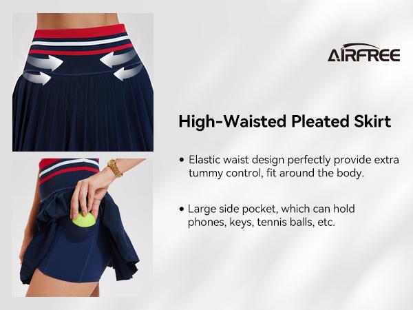 Airfree Two Piece Tennis Skirt Set Golf Outfits for Women High Waisted Tennis Short Dress with Pockets Athletic 2 Piece Sets,sohochic, TikTokShopBackToSchool
