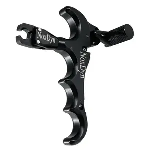 NoxDyn Bow Release 360° Rotatable 4 Fingers Thumb Archery Aids (Pure Black)
