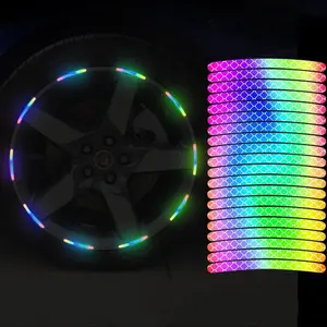 Car Wheel Hub Reflective Sticker Decal, Self-adhesive Car Wheel Rim Reflective Strip, Exterior Decorative Automotive Accessories for Car, Bicycle, Motorcycle