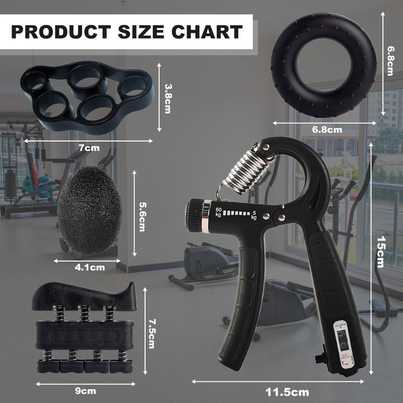 5PCS Grip Strength Trainer Kits, Hand Gripper Strengthener, Forearm Strengthener, Forearm Exerciser, Finger Exerciser, Wrist Strengthener, Stress Relief Ball, Grip Ring
