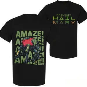 100 Percent Cotton Project Hail Mary T-Shirt Amazing Robot Design For Sci Fi Fans Summer Wear Gift For Tech Enthusiasts And Movie Lovers