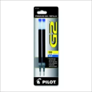 PILOT 1065597 G2 Gel Smear Proof Ballpoint Pen Refill, 0.7 Mm. Fine Tip, Blue Ink, Pack Of 2