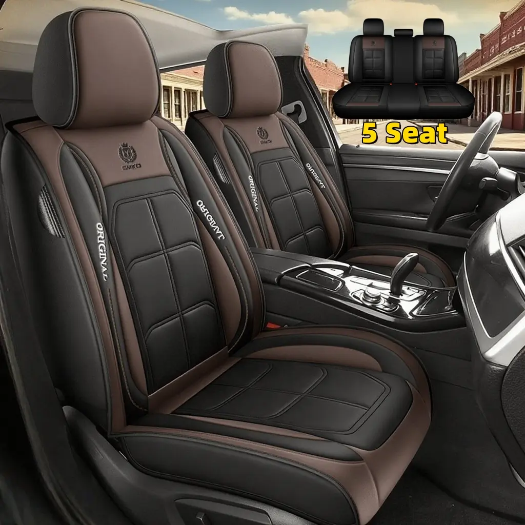 Enhance Protection Car Seat Covers - Scratch-Resistant & Wear-Resistant PU Leather - Full-Body Five-Seat Front & Rear Protection - All-Season Use - Full Wrap-Around Seats