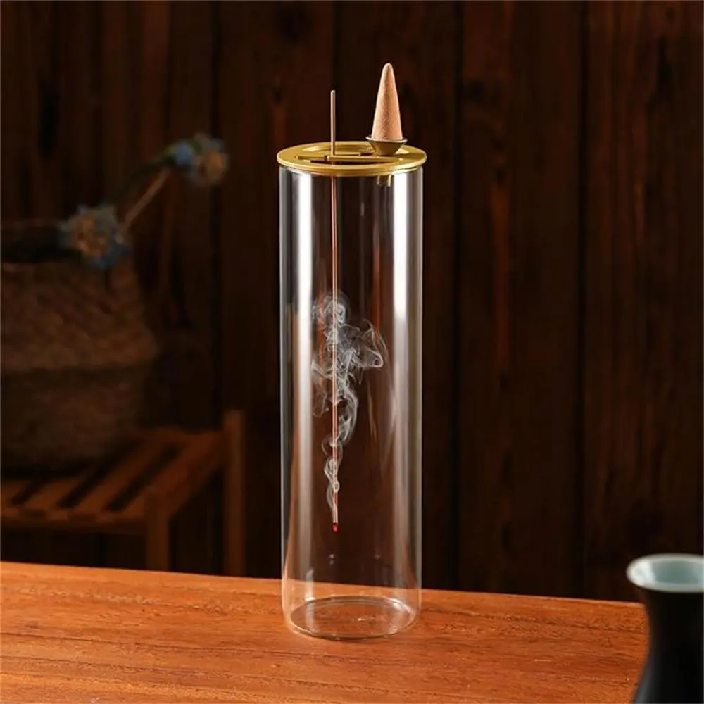 2 in 1 Glass Incense Burner, 1 Count Modern Desktop Incense Burner Holder, Home Decor Ornament, Home Fragrance for Living Room Bedroom Office, Perfume, Bakhoor Burner