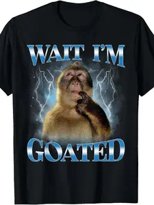 Wait I'M Goated Funny Thinking Monkey Meme Brainrot T-Shirt