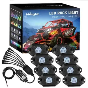 Nilight LED RGB Rock Lights Bluetooth Underglow Multicolor Neon (8 Pods), Led Car Ambient Light, Strobe Car Lights