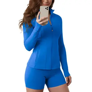 Women's Lightweight Running Jackets Cottony-Soft 4-Way Stretch Zip up Slim Fit Workout Yoga Athletic Jacket