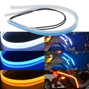 LED Scan Light Strip, Flowing Turn Signal, Motorcycle Guide Light, Flexible Band, Blue, 23.62 Inch, High-Quality Wiring