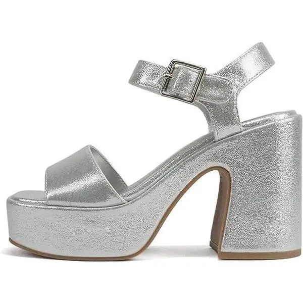 Soda Launch Open Square Toe Chunky High Heeled Sandal