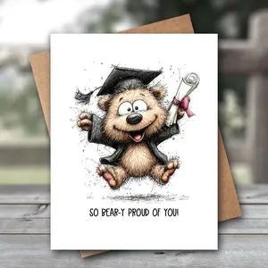 Funny Graduation Card | Class Of 2026 | Cute Bear Congrats Grad Greeting Card