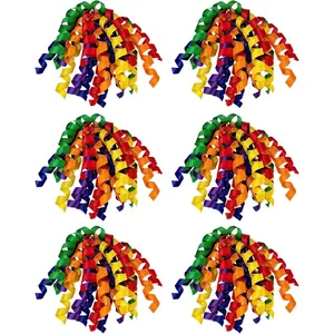 6PCS Self-Adhesive 6 Inch Rainbow Ribbon Curly Pre-Made Bows for Gift Wrap Basket Wine Bottle Decoration Birthday Party Pride Month Anniversary