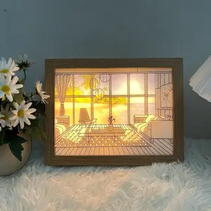 LED Light-Up Art Frame | 3-Color Dimmable Lighting | Modern Rectangular Design | Perfect for Bedroom, Living Room & Home Decor | Ideal Gift & Stylish Room Accent