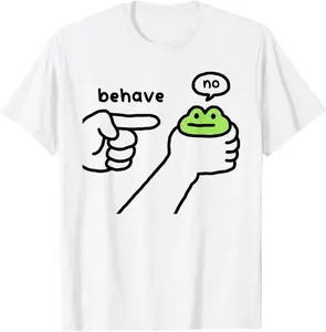 Funny Dishonest Frog “Behave” Tee - Witty Meme Non-Cartoon T-Shirt