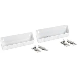 11" Tip-Out Plastic Sink Trays for Kitchen and Bathroom Base Cabinet, Pack of 2 Pullout Vanity Shelf Home Organizer, White, 6572-11-11-52