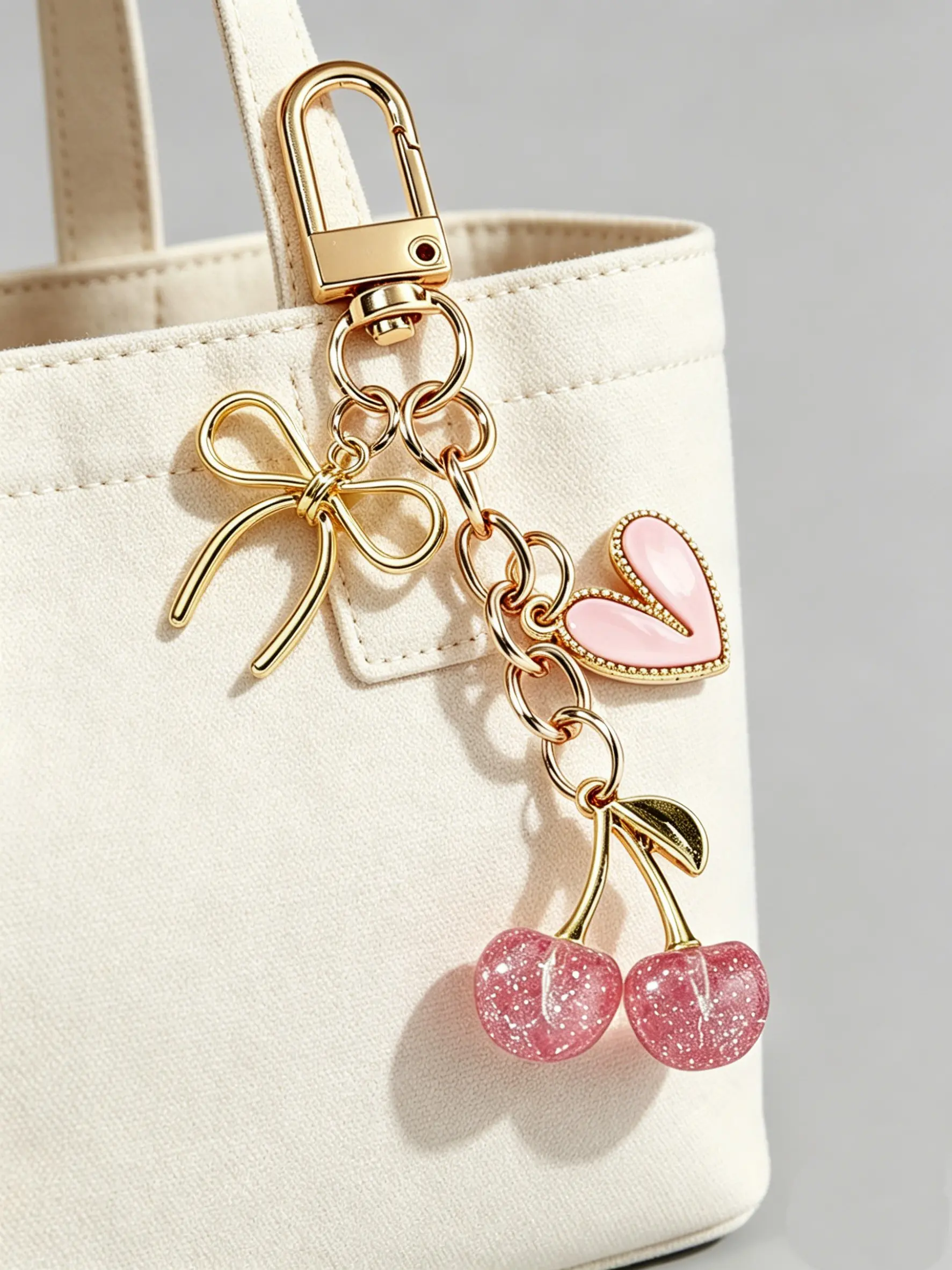 Cute Cherry Design Sparkly Bag Charm, Fashionable Bag Keychain for Women & Girls, Trendy All-match & Exquisite Bag Charm for Birthday Gift, Purse Accessories，Mother's Day gift, Charms For Bags, Bag Accessory