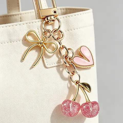 Cute Cherry Design Bag Charm, Fashionable Bag Keychain for Women & Girls, Trendy All-match & Exquisite Bag Charm for Birthday Gift, Purse Accessories，Mother's Day gift