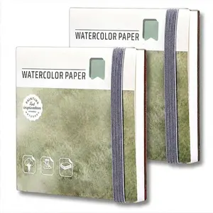 2 Pcs Watercolor Sketchbook for Drawing, 20 Sheets 3.15" x 3.15" Square Mini Sketch Book 140 LB (300 GSM) Paper Journals Pocket Art Creation Sketchbooks for Colored Pencil, Acrylic Marker, Oil Pastel