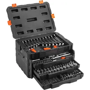 Valentine's Day Gifts 450 Pcs Professional Mechanics Tool Set SAE Metric Sockets Wrench Kit CR-V Chrome Vanadium Anti-Slip Groove for Car Truck Motorcycle Bike Home DIY Multifunctional Self-Locking Wrench Set Corrosion-Resistant Nose Fishing Pliers clamp
