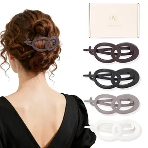 Large Twist Flat Hair Clips for Thick Hair,  Claw Clips for Women, Lay Flat Duckbill Hairclips, Non-Slip,  Hold - 4 count