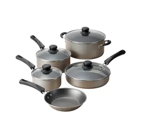 9-Piece Non-Stick Cookware Set, Champagne Aluminium