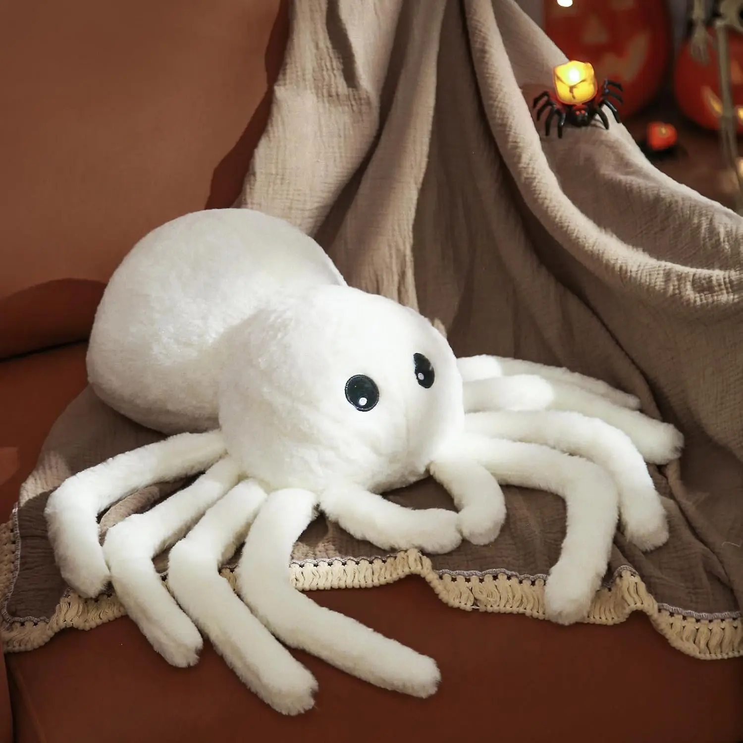 Spider Pillows,  Pillows, Cute Spider Shaped Throw Pillow for Happy  Decoration, White Plush Pillow Gifts, 12x18 in Small Cute Soft Rabbit  for Fall Accent Pillow