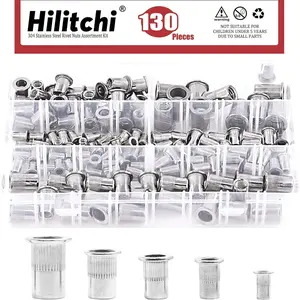 5 Sizes Stainless Rivet Nuts Threaded Insert Rivnuts 8-32, 10-24, 1/4-20, 5/16-18, 3/8-16 for Automotive Furniture Decoration and Industrial (85Pcs, SAE)