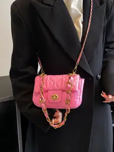 Meadow Style Rhombus Chain Bag, Vintage Lock Closure Small Square Bag, Women's Versatile Shoulder Crossbody Bag, Fashion Accessory